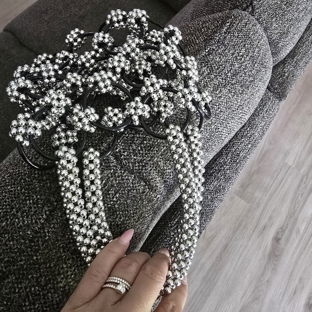 Silver and Black Beaded Handbag